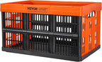 VEVOR Plastic Collapsible Storage Basket, 45L 3 Packs, Folding Stackable Storage Containers/Bins with Handles, Large Heavy Du