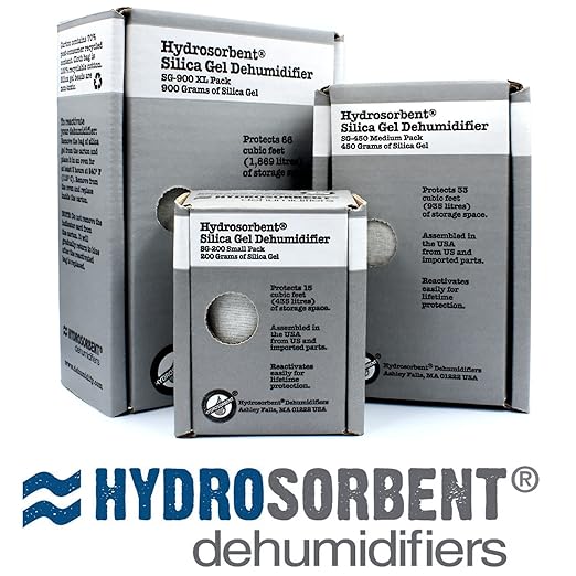 HYDROSORBENT Silica Gel Dehumidifier (200gm - 1 Pack) - Silica Gel Packets w/Built-In Color Changing Indicator for
