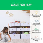 Humble Crew Toy Storage Organizer with 9 Removable Fabric Bins, Light Grey/Grey – Premium Playroom Toy Organizer for Toddlers