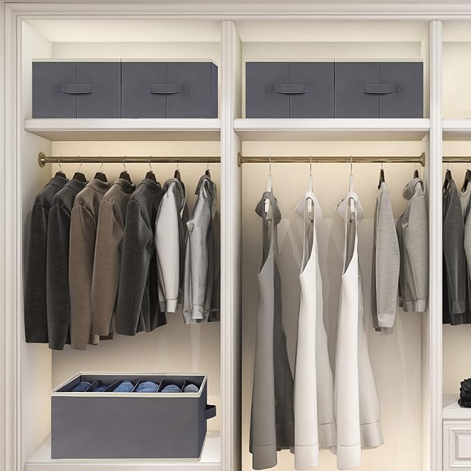 9 Pcs Large Size Wardrobe Clothes Organizers 6 Grids for Pants, Jeans, Sweater, T-shirt, Thin Coat, Dress Stackable Closet Dr