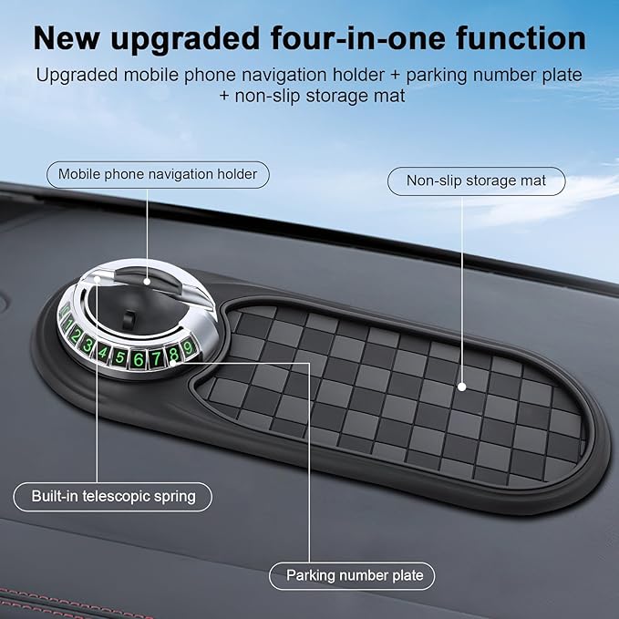 Multifunction Car Anti-Slip Mat, Rotatable Car Anti Slip Mat Phone Holder, Multifunctional Dashboard Mobile Phone Holder with