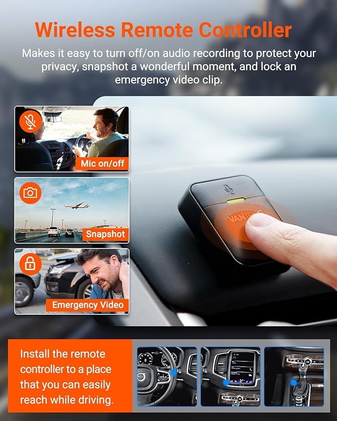 Vantrue E2 Dash Cam Front and Rear, 2.7K Upgrade Rear Cam, Dual STARVIS, 2.7K + 2.7K Dash Camera for Cars, Voice Control, WiF