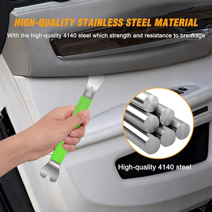 GOOACC 11 PCS Trim Removal Tool Kit, Metal Pry Tool Auto Fastener Remover Pry Bar Set Car Door Panel Removal Tool Dashboard R