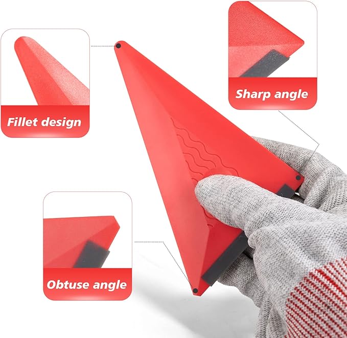 NEWISHTOOL 3 PCS Window Tint Triangle Squeegee with Silicone Edge, Different Hardness Corner Squeegee for Car Vinyl Wrap PPF Installation, Multi Edge Contour Scraper Tint Tools