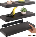 Ballucci Floating Shelves, 16" Wood Wall Shelf Set of 3, Invisible Brackets Floating Shelf for Wall Decor Living Room, Bathro