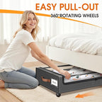 Under Bed Storage with Wheels 2Pack Storage Containers with Clear Window&Label Under Bed Drawers Rolling Under Bed Storage fo