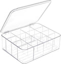 DILIBRA Socks Underwear Drawer Organizer for Closet, 16 Compartment Removable Divided Plastic Clear Sock Storage Box with Lid