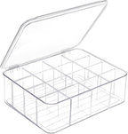 DILIBRA Socks Underwear Drawer Organizer for Closet, 16 Compartment Removable Divided Plastic Clear Sock Storage Box with Lid