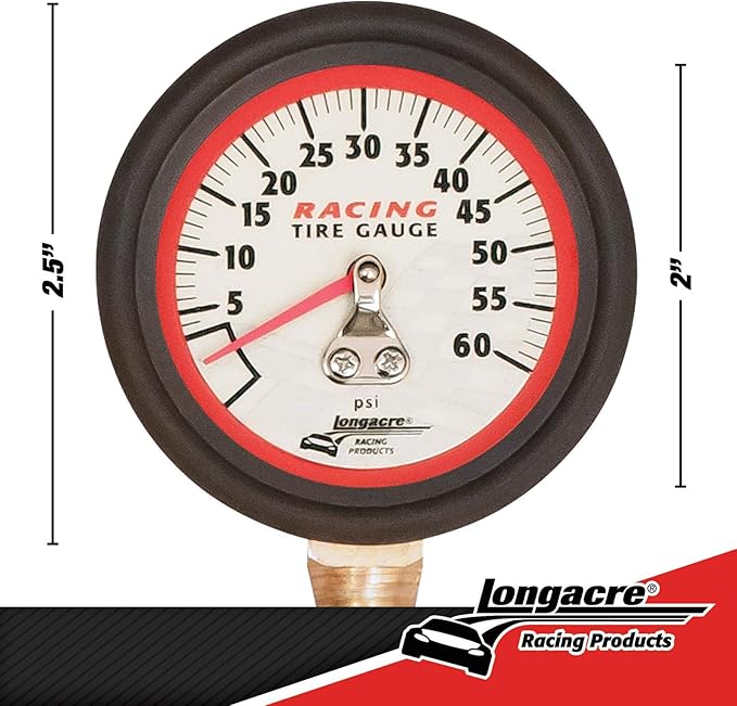 Longacre 50417 0-60 PSI Analog Tire Pressure Gauge, 2 Inch