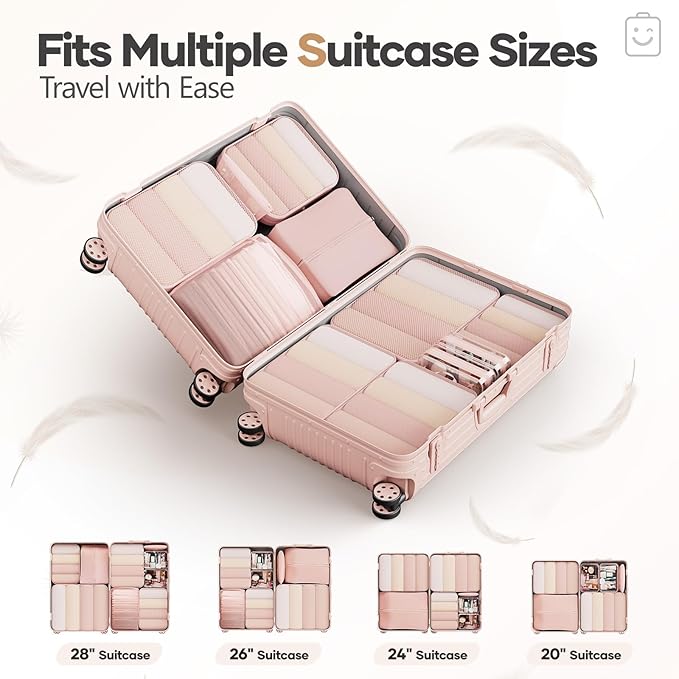 Veken 11 Set Compression Packing Cubes for Travel Essentials,Compressible Expandable Large Luggage Suitcase Organizer Bags fo