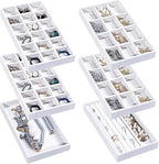 Frebeauty Jewelry Organizer Tray,Stackable Velvet Jewelry Trays,Drawer Inserts Earring Organizer For Women Jewelry Storage Di