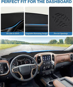 FIILINES Dash Cover for 2019-2025 Chevy Silverado 1500 2500HD 3500HD/2019-2023 GMC Sierra 1500 2500HD 3500HD(Only fit Silvera