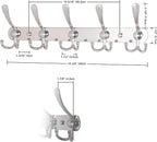 Dseap Coat Rack Wall Mounted - 5 Tri Hooks, Heavy Duty, Stainless Steel, Metal Coat Hook Rail for Coat Hat Towel Purse Robes 