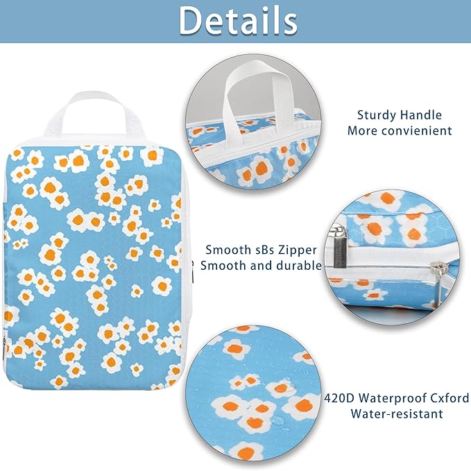 8 Pcs Compression Packing Cubes for Travel, Lightweight Waterproof Luggage Organizer Bags Set, Washable Packaging Cubes for W