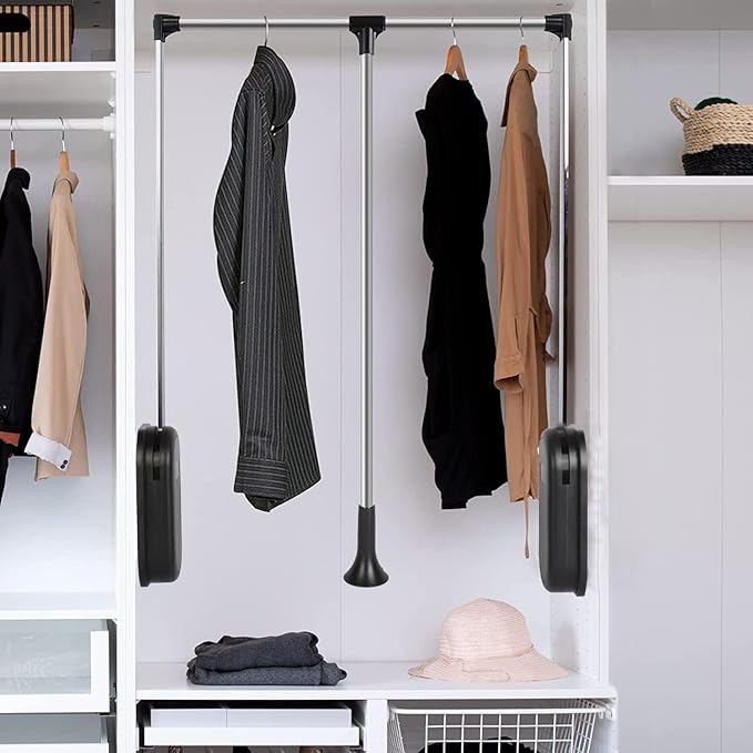 Pull Down Closet Rod 60 lbs Heavy Duty Home Clothes Storage Hanging Adjustable 33-45 inches Stainless Steel Side Mounted Clos