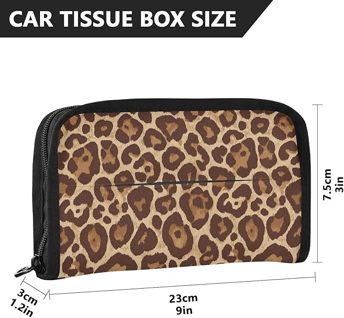 Car Tissue Holder Car Visor Organizer Tissue Box Holder for Car Sun Visor Organizer with Car Vehicle Accessories Essentials Interior for Women Men Light Leopard Print