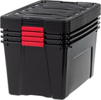 IRIS USA 72 QT Plastic Storage Box with Lid and Latches - 4 Pack - BPA-Free, Garage Organizing Solution, Durable Nestable Sta