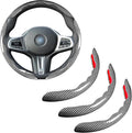 Car Steering Wheel Cover Set Bright Carbon Fiber Wrap Non-Slip 3pcs Steering Wheel Accessories 14.5-15 inch Universal (Silver)