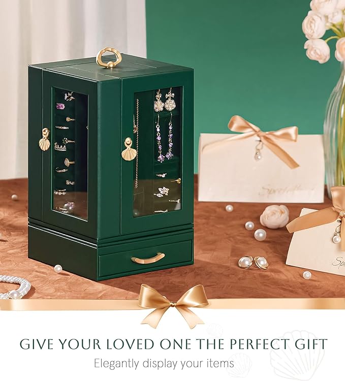Enthralite Jewelry Box large for Dresser: Women Necklace Ring Storage Organizer with Compartments - Elegant Earring Holder Di