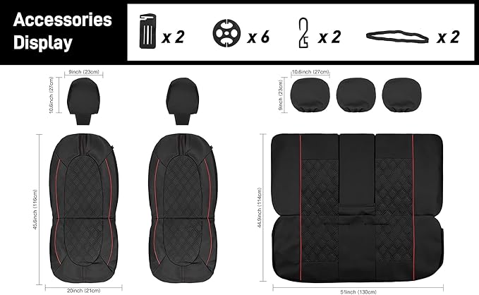 CAROMOP Luxury PU Leather Car Seat Covers Front Set - Anti-Stain Waterproof Automotive Seat Covers for Cars - Universal Car I