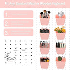 8 Pack Large Pegboard Bins with Hooks, Square Box Shape Peg Board Cups and Peg Board Accessories for Craft Room, Playroom, Of