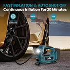 Cordless Tire Inflator Air Compressor for Makita 18V Battery, 150PSI Portable LED Light Handheld Air Pump with Digital Pressure Gauge for Cars Motorcycles Bikes Sport Balls(Battery Not Included)