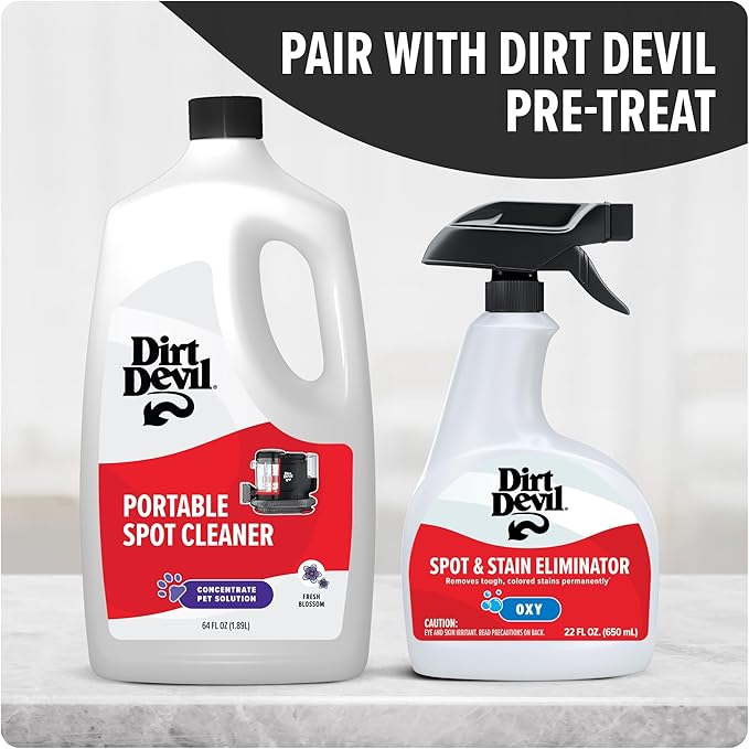 Dirt Devil Pet Portable Spot Cleaner Solution, 64 oz., Fresh Blossom Scent, Upholstery and Carpet Shampoo Solution, Eliminate