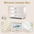 Gifturbo 3-Layer Jewelry Organizer, 3 Drawers Jewelry Box for Women Mirror Storage Box for Necklace Earrings Rings Bracelets,