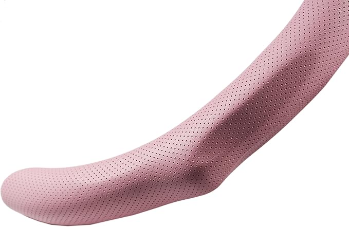 Quick Install Sporty Perforated Pink Nappa Leather Steering Wheel Cover Universal fit 14½" to 15" Car SUV Pickup 14.5 to 15 inche Pink for Wife
