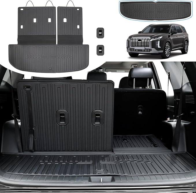 Cargo Mat for 2020-2025 Hyundai Palisade, All Weather TPE Rear Cargo Liner with Seat Back Cover for Hyundai Palisade Accessories (Include Lower Trunk Mat)