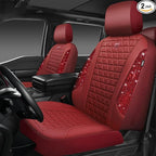 CAR PASS Bling Diamond Burgundy Leather Car Seat Covers for 2 Front Seats Protector, Waterproof Shining Glitter Sparkly Cryst