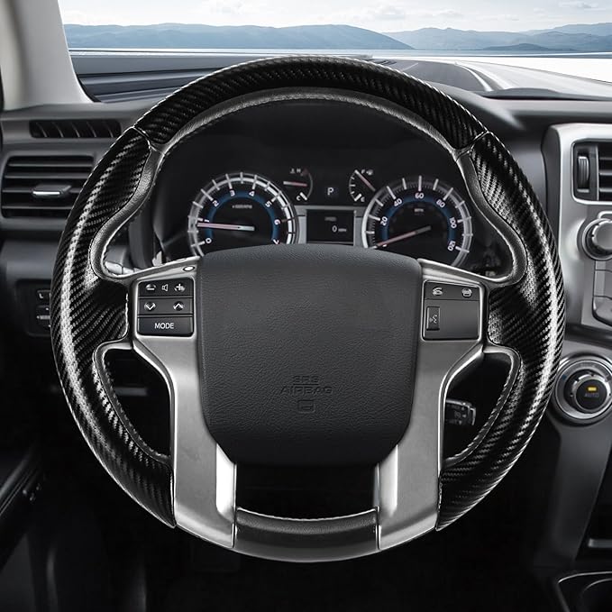 Aimato Customized Steering Wheel Cover for Toyota Tacoma 2012-2023/4Runner 2010-2024/Tundra 2014-2021/Sequoia 2014-2022 Thin,Anti-Slip,Scratch-Resistant Exclusive Car Accessory for Toyota