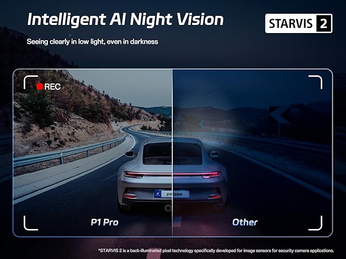 Pelsee P1 Pro 4K Dash Cam Front and Rear, STARVIS 2 Sensor, 64GB Card, Dual Dash Camera for Cars with Full-Color Night Vision