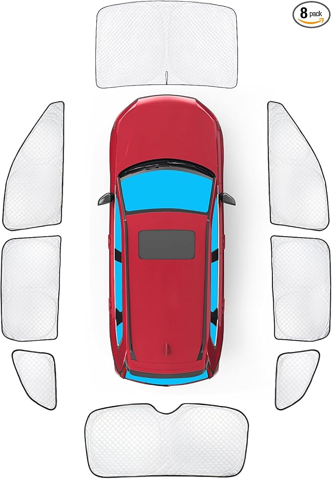 KMF 8pcs Thicken Sun Shades for Honda CR-V 2023-2025 2026 Accessories, CRV Protecting Privacy Full Car Window Covers Sunshade for Windshield Side Rear, UV Block and Blackout for Camping