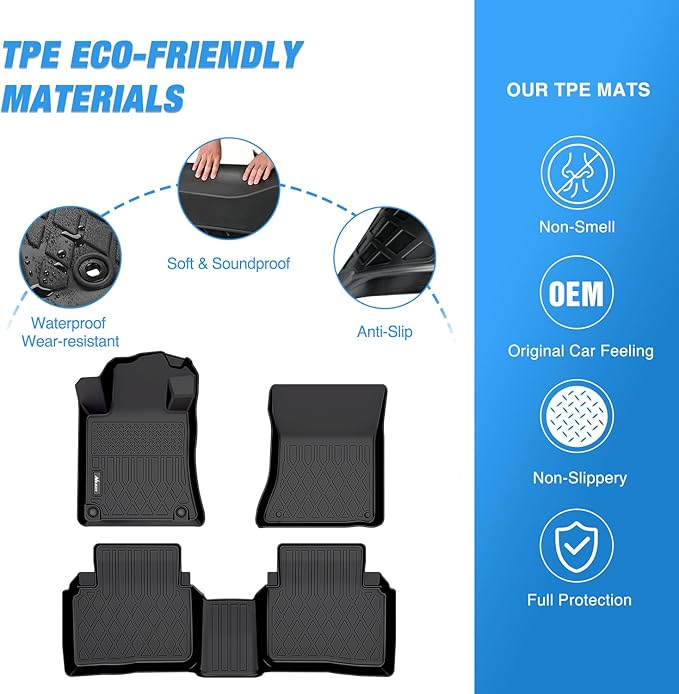Nilight TPE Floor Mats for Nissan Altima 2019 2020 2021 2022 2023 2024 2025 2026,All Weather Custom Fit Heavy Duty Floor Liners