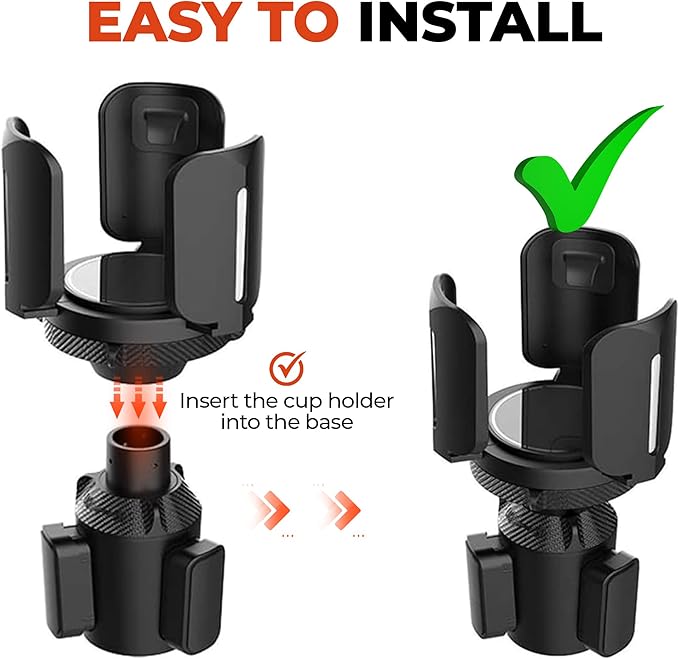 2024 Upgraded 2-in-1 Car Cup Holder Expander Adapter with Expandable Arm and Adjustable Base, 360° Rotation, Compatible with 