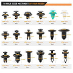 GOOACC - GRC-34 Push Bumper Fastener Rivet Clips with 18 Most Popular Sizes Auto Push Pin Rivets for Benz, BMW, Toyota, Honda