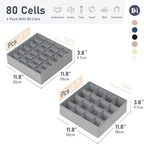 Joyoldelf Sock Drawer Organizer Divider 4 Packs Underwear Organizer, 2 x 24 Cell + 2 x 16 Cell Closet Organizers and Storage 