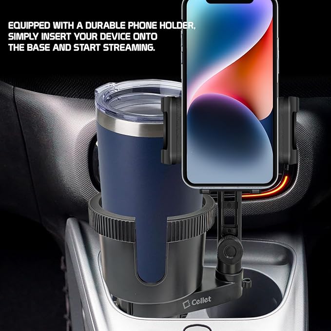 Cellet Car Cup Holder Phone Mount, Phone Holder Mount Cradle Universal Adjustable Compatible for All Smartphones Apple iPhone, Samsung Galaxy Note, LG, Moto Google Pixel (Extra Cup)