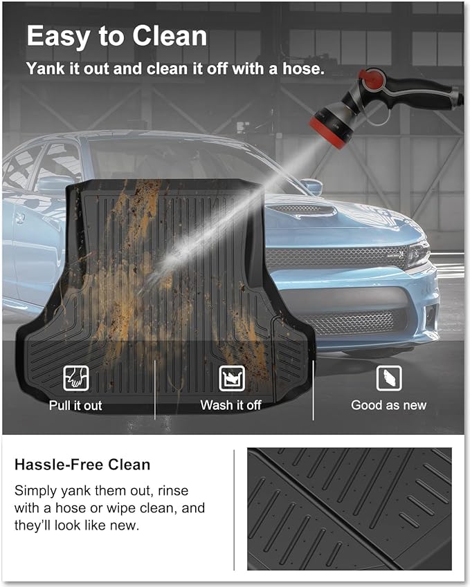 KIWI MASTER Cargo Mat for 2011-2023 Dodge Charger/Chrysler 300, Custom Fit All Weather Rear Cargo Liner, Heavy Duty TPE Tray Trunk Mat, Black