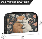 Car Tissue Holder Car Visor Organizer Tissue Box Holder for Car Sun Visor Organizer with Car Vehicle Accessories Essentials Interior for Women Men Forest Fox Bunny Flowers Green