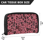 Car Tissue Holder Car Visor Organizer Tissue Box Holder for Car Sun Visor Organizer with Car Vehicle Accessories Essentials Interior for Women Men Leopard Print Notes Red