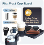 OtterVerz 11 Upgraded Car Cup Holder Tray, 3 in 1 Car Cup Holder Expander Adapter, 360° Rotating Detachable 10.5" Car Food Tr