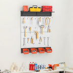 TORACK Metal Pegboard with Accessoreis for Garage Wall, Tool Organizer Pegboard with Hooks, Wall Mounted Bins/Shelf, Tool Sto