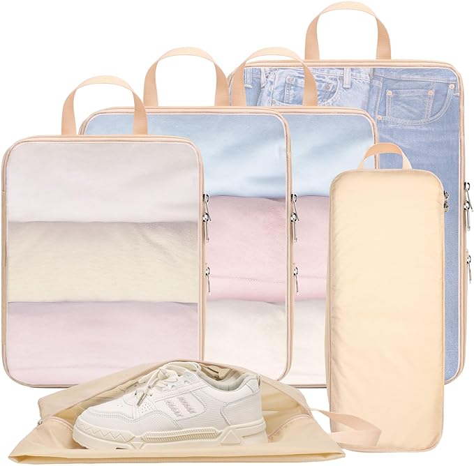 Cambond Compression Packing Cubes for Travel - Lightweight Expandable Travel Bags Luggage Organizers Travel Essentials Compre