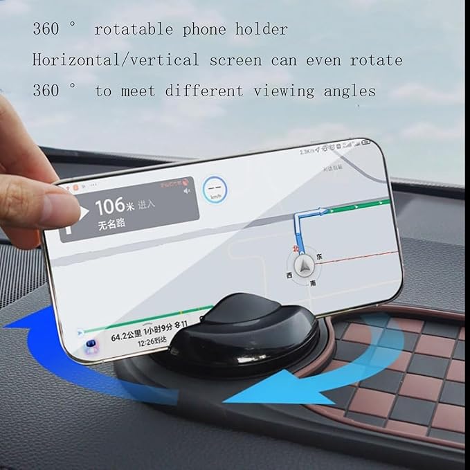 DDRIC Multifunction Car Anti-Slip Mat, Auto Universal Phone Holder, Rotatable Anti Skid Car Dashboard Pad with Temporary Park