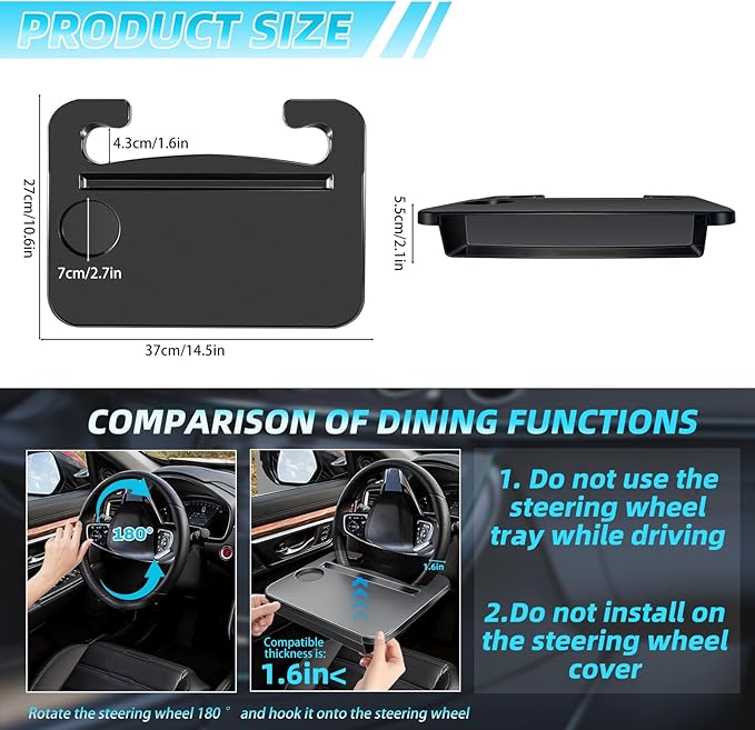 【Compatible with Honda CR-V】 2-in-1-Steering Wheel Tray Table with Seat Gap Filler Organizer.Seat Gap Fit Design: Solves Post-Use Storage Hassle + Stops Annoying Item Drops.