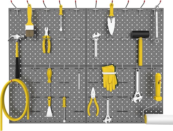 WALMANN 4-Pack 12"x16" Metal Pegboard Panels for Garage, Tool Organizer Pegboard for Pegboard Hooks - Compatible with 1/8" & 