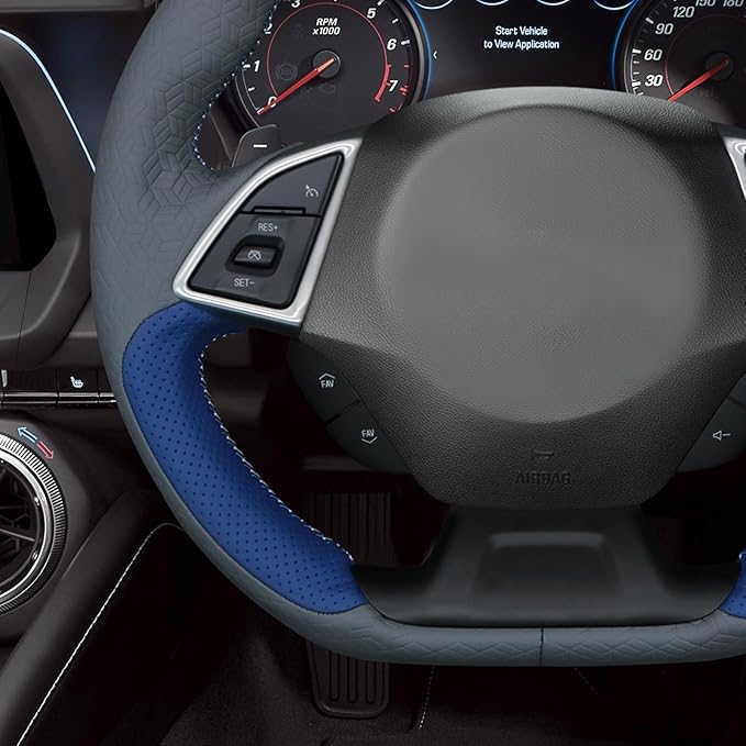 MEWANT Hand Sewn 4D Style Steering Wheel Cover Wrap for Chevrolet Camaro 2017-2022 Steering Wheel Accessories for Chevrolet Camaro 2017-2022
