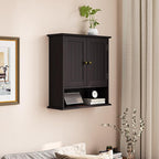 Smuxee Brown Bathroom Cabinet Wall Mounted, Small Medicine Cabinet with 2 Door Adjustable Shelves, Wall Cabinet Over Toilet f